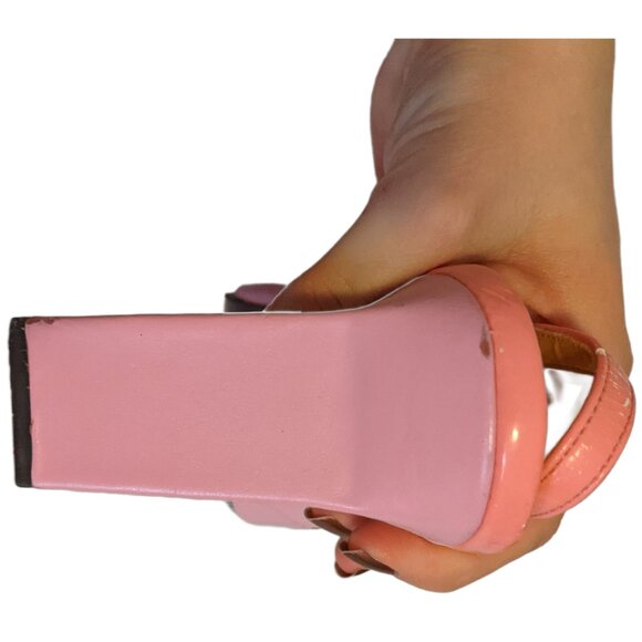 Vintage Y2K BCBG Pink Slingback Heels Square Toe Barbiecore Shoes Chunky Heel 8 - Picture 14 of 16